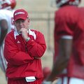 Arkansas Coach Bobby Petrino, pictured here during fall practices in 2009, leads the Razorbacks toda...