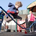 Alex Elkins, 5, makes it over a backward-revolving jump rope following a shouted count of three Mond...