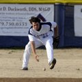 Har-Ber senior Brandon Zamzow scoops up a ball hit into shallow right field Tuesday against Bentonvi...