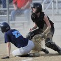 Springdale High’s Erica Graham, right, waits for the call after Springdale Har-Ber’s Mercedes Schmid...