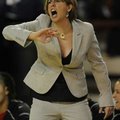  Labette Community College coach Jamie Green encourages her team against Midland College during the ...