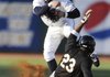 NATURALS 5, MISSIONS 1 - Northwest Arkansas’ Chris McConnell throws to first to complete a double play as San Antonio’s Cedric Hunter slides into second during the first inning of Thursday’s season opener in Arvest Ballpark in Springdale.
