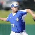  Rogers High’s Tanner Kaza pitches against Fayetteville on Tuesday in Fayetteville.
