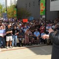 Political author and commentator Dick Morris speaks to a group assembled at a rally organized by the...