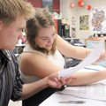  Heritage High School students Mason Reynolds, left, and Bethany Bishop prepare an argument Friday d...