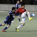 Springdale High’s Jose Landaverde, right, pushes the ball away from Springdale Har-Ber’s Jose Gonzal...