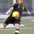 Rogers Heritage goalie Ruben Arrue puts the ball back in play during Friday’s game against Rogers Hi...