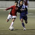 Springdale High’s Fidel Sandoval, left, battles with Springdale Har-Ber’s Carlos Chavez for control ...