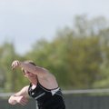Bentonville’s Shane Boedeker competes in the shot put Monday during the 7A-West Conference Track and...