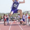 Fayetteville’s Stephen Soerens competes during the long jump competition on April 9 at John McDonnel...