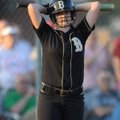 Bentonville’s Kate Lacina reacts after making the final out in the Lady Tigers’ 4-1 loss to Springda...