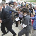 COURTHOUSE CONFERENCE - Benton County Judge Dave Bisbee, from left, his attorney, Howard Slinkard, a...