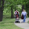 HAR-BER HIKE - Carrie Griggs, left, and Missy Corder, right, walk Friday with Griggs’ children Jorda...
