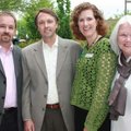  Tim Vogt, from left, Morgan Hooker, Terri Trotter and Sandy Edwards visit in the Walton Arts Center...