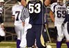 Shiloh Christian’s Samuel Harvill celebrates after sacking Lonoke quarterback Rollins Elam twice in a row at the end of the first quarter on Nov. 28, 2008, in the Class 4A state playoffs in Field of Champions in Springdale.
