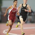  Bentonville’s Will Aenchbacher, right, and Springdale High’s Gabe Gonzalez begin the final stretch ...