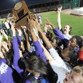  Fayetteville girls track and field athletes celebrate after winning the Class 7A State Track and Fi...