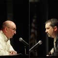  Keith Ferguson, left, and Kelley Cradduck speak during a forum Thursday sponsored by the Benton Cou...