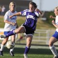 Fayetteville’s Casey O’Brien pushes the ball as Bryant’s Katie Moore, left, and Lauren Reed, right, ...
