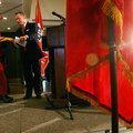 University of Arkansas Chancellor David Gearhart shakes the hand of Geshe Dorjee during an a press c...