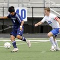 Springdale Har-Ber’s Mauricio Salas defends the ball against Conway’s John Allison, right, in the fi...