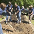 Kellie Kesner, from left, Rich Welling, Ed Harrell and Susan Stege, all with Dean Foods, prepare soi...
