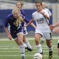 Bentonville’s Tayler Estrada, right, pushes the ball past Mount St. Mary’s Sara Udron during a Clas...