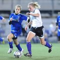  Fayetteville’s Anne Mitchell, right, dribbles the ball as Bryant’s Sarenity Gomez defends during th...