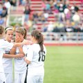  Bentonville High School’s Alyssa Hymas, left, Rylea Wallace, second from left, and Kelsey Cadena, r...