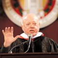  Don Tyson, former CEO of Tyson Foods Inc., speaks during commencement exercises for the University ...