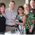  Chair Affair judge DeDe Peters, from left, Michael Davis and Sonja Gutierrez and Life Styles Inc. b...