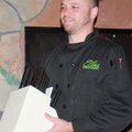  Chopped in the Ozarks champion chef Bill Lyle 
of Ella’s Restaurant holds the A.J. Russell knife s...