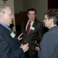  Jack Shewmaker, center, visits with Dr. Alvin Rohrs and Dr. Elizabeth Rohrs at a reception before t...