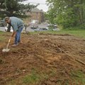 Roger Skelton works Monday on a section of trail that will connect Frisco Trail with Scull Creek Tra...