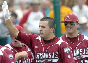 Zach Cox is one of several Arkansas baseball players leading the Hogs this season.