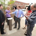 West Doss, attorney for Billy Wolfe, speaks to members of the media following the announcement of th...