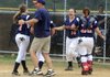 The Rogers Heritage Lady War Eagles celebrate the final out of their 4-3 victory Tuesday over against Springdale High at J.B. Hunt Park in Springdale.