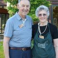 Botanical Garden of the Ozarks volunteers Paige and Mary Bess Mulhollan welcome visitors to the 15th...