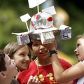  Grimes Elementary School fourth-graders Cole Regier (cq) (from left), Alyssa Danley, Alexis Villalo...