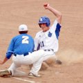 North Little Rock’s Andrew Hohn tags Rogers High’s Marshall Krupka out at third base during Friday’s...