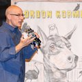 Author Gordon Korman speaks Tuesday to seventh- and eighth-graders in the Little Theater at Lincoln ...