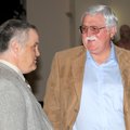 Candidates for Benton County Judge, Tim Henderson Sr., left, and Bob Clinard talk while votes are co...
