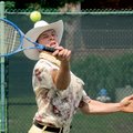 Benji Justice of Mountain Home returns a shot in the Raymond James Adult Tennis Tournament on May 16...