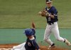 Pulaski Academy’s Jackson Lowery doubles up Little Rock Christian’s Davis Ward at the Central Arkansas Baseball Classic at Gary Hogan Field in Little Rock on Wednesday. Lowery’s South team won both halves of a doubleheader, 3-2 and 9-6. More photos are available at focus.arkansasonline.com