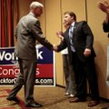  Rogers Mayor Steve Womack (left) shakes hands with former 3rd District congressional Republican cha...