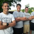 Recent Bentonville High School graduates Adam Irons, from left, Jonathan Mortensen, Ben Nichols and ...