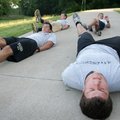  Clockwise from foreground, Jonathan Mortensen, Chris Smith, Ben Nichols and Adam Irons push Friday ...