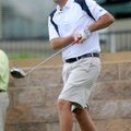 David Dyer watches his drive from the tee on the No. 1 hole during the Steven W. Arnold Memorial Mem...