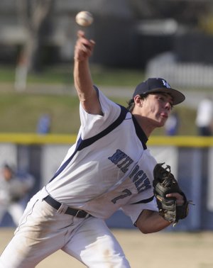 Springdale Har-Ber senior Houston Pruitt pitches against Bentonville in the second inning on March 30 in Springdale. The Wildcats won 11-4.