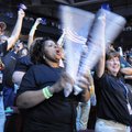 Walmart associate Diane Jones, second left, of Palestine, Texas, cheers Friday during the annual Wal...